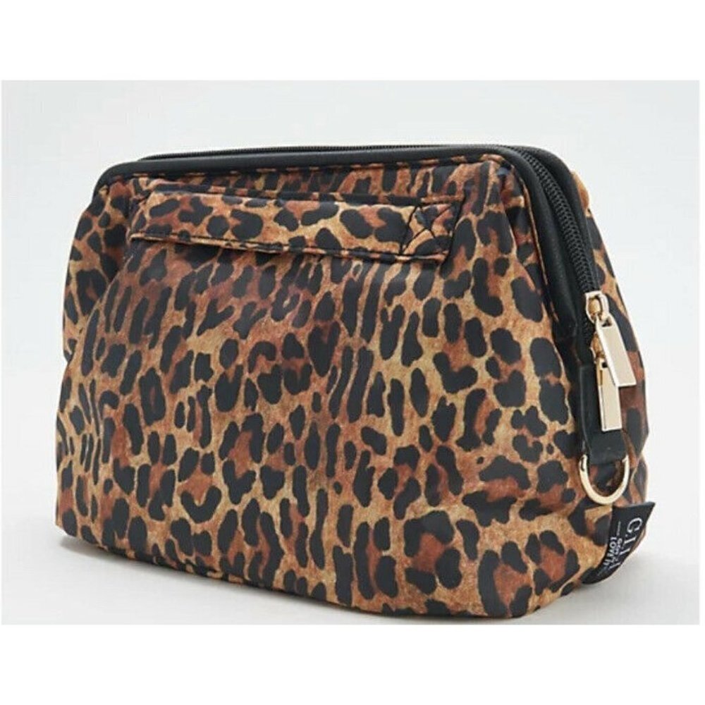 G.I.L.I. Toiletry Bag with Clear Travel Pouch leopard color